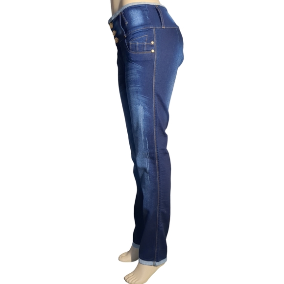 *NEW* Colombian Authentic Skinny Butt Lifter Blue Jeans Size 14 - Picture 7 of 12
